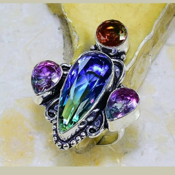 New Bi-Color Tourmaline and Ametrine 925 Silver Ring. - Picture 7 of 7